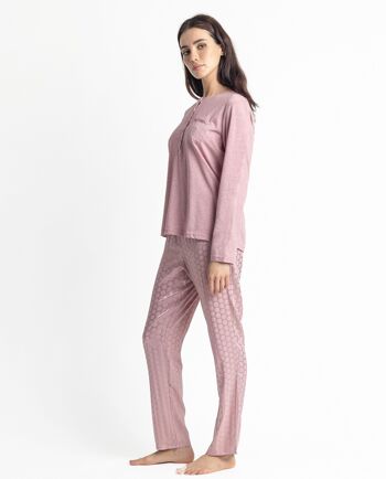 ADMAS CLASSIC Pyjama à manches longues en satin à pois pour femme 2