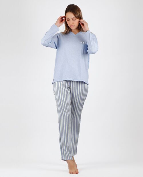 ADMAS CLASSIC Pijama Manga Larga Fashion Stripes para Mujer