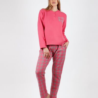 ADMAS Pyjama Vichy à manches longues pour femme