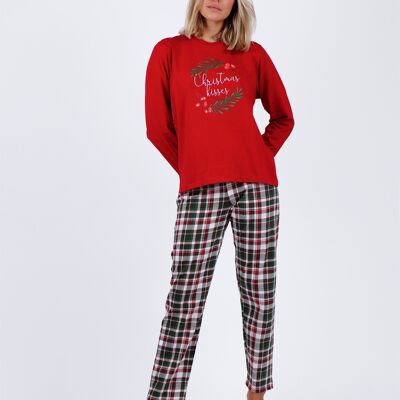 ADMAS Pyjama à manches longues pour femme Motif baisers de Noël