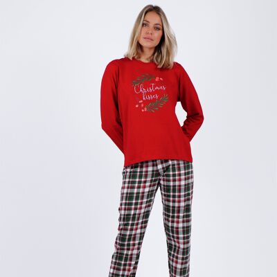 ADMAS Pyjama à manches longues pour femme Motif baisers de Noël