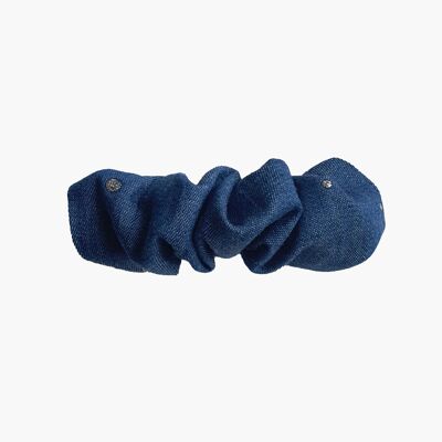 Barrette chouchou enfant / femme - bleu jeans et strass