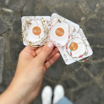 Pack of 3 HIPPY bracelets in white, beige, bronze, gold tones 3