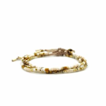 Pack of 3 HIPPY bracelets in white, beige, bronze, gold tones 4