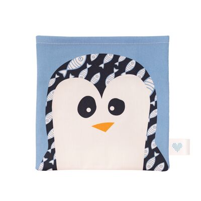 Bouillotte sèche Kurt le pingouin en coton bio - graines de lin