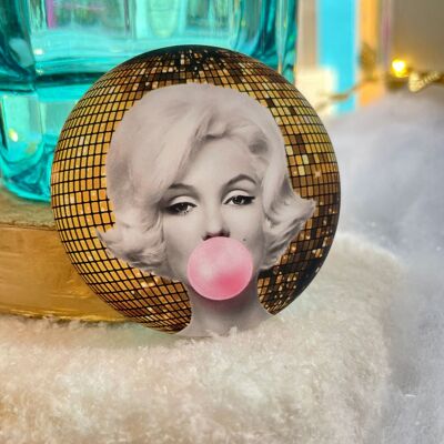 Pin-Abzeichen 56mm Disco Marylin Gold