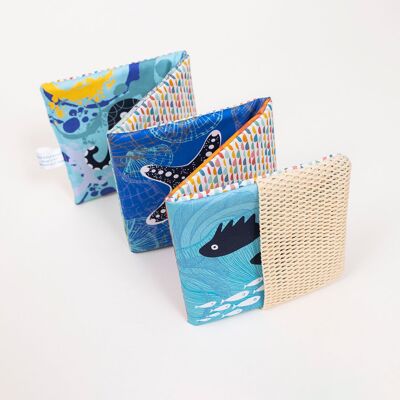 Libro de actividades oceánicas en algodón orgánico para bebés