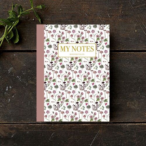 Note Booklet - Rose floral pattern