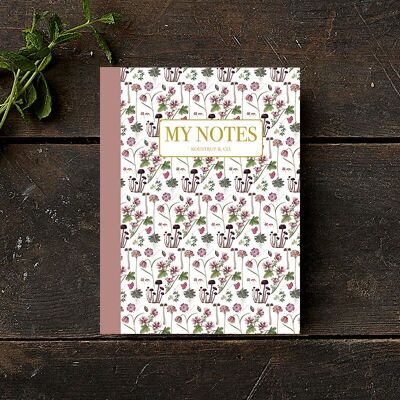 Folleto de notas - Patrón floral rosa