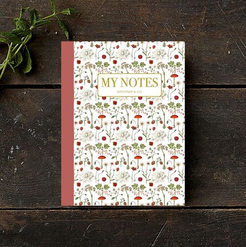 Note Booklet - Red floral pattern