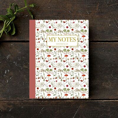 Note Booklet - Red floral pattern