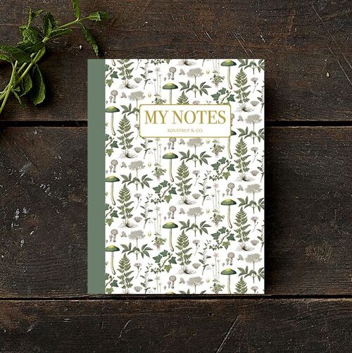 Note Booklet - Green floral pattern