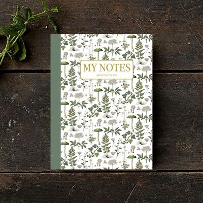 Note Booklet - Green floral pattern