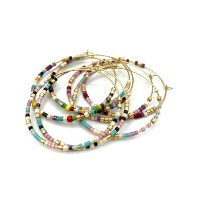 Pack of 3 multi-colored HIPPY hoop earrings