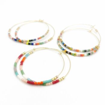 Pack of 3 multi-colored HIPPY hoop earrings 5