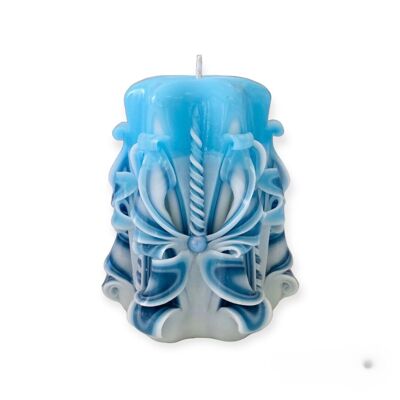 White and Blue Artisan Candle