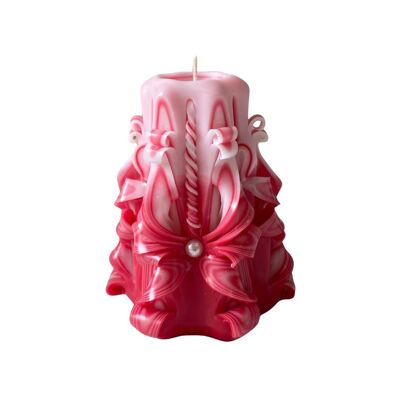 White and Red Conical Artisan Candle