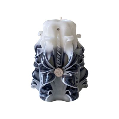 Black and White Conical Artisan Candle
