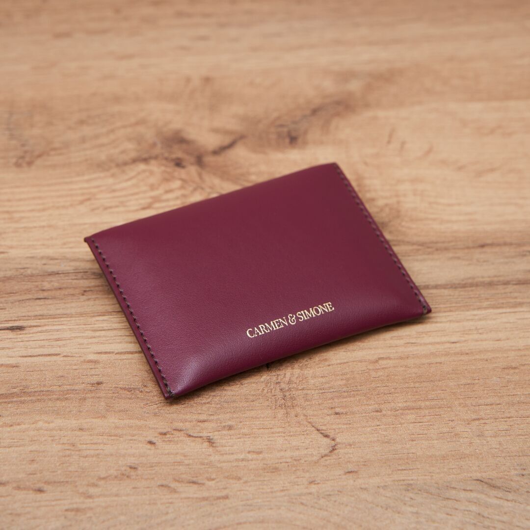 Vegan card holder made in France plum color | Aline Plum