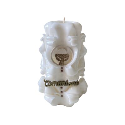 White Artisan Candle for Communion