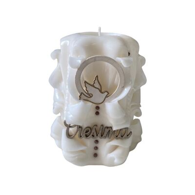 Handcrafted Confirmation Candle - White