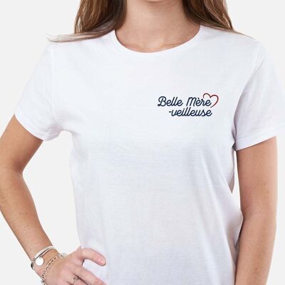 T-shirt femme brodé "Belle mère-veilleuse"