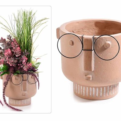 Magnesia-Blumenvasen mit verziertem Gesicht und Gläsern