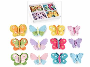 Papillons décoratifs en résine avec adhésif double face en paquet de 72 pièces