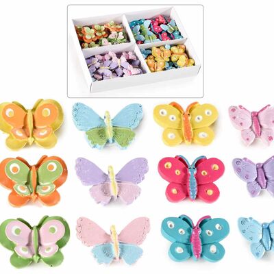 Papillons décoratifs en résine avec adhésif double face en paquet de 72 pièces