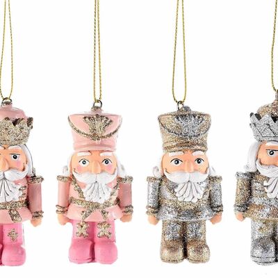 Resin "nutcracker" Christmas decorations to hang with glitter