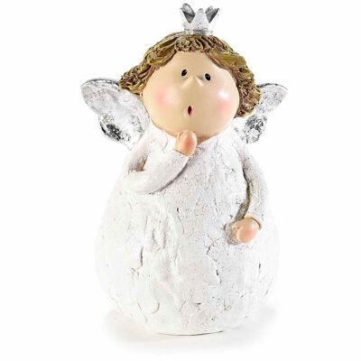 Decorative resin Christmas angels with silver crown and wings