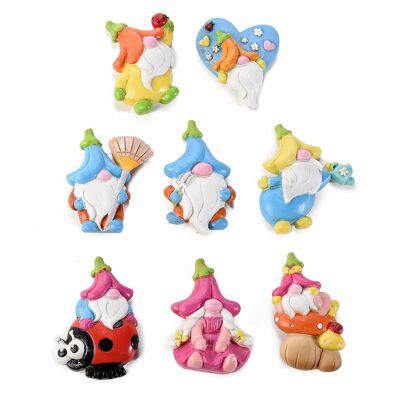Woodland gnome magnets in colored resin