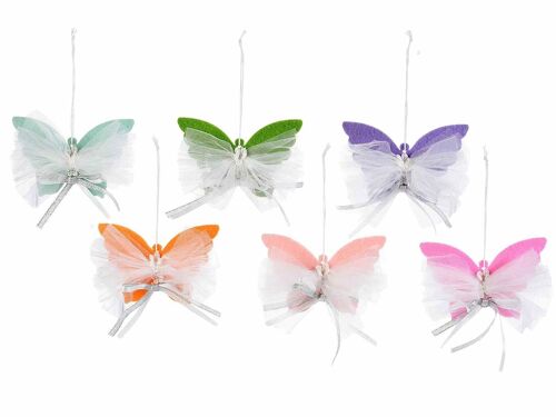 Farfalle in stoffa e organza da appendere in confezione da 12 pz