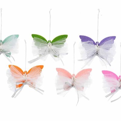 Fabric and organza butterflies to hang in a pack of 12 pcs