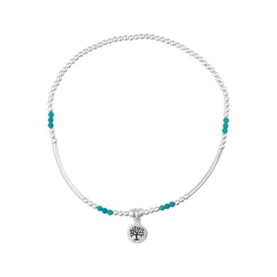Magnifique bracelet à breloques arbre turquoise en argent 925