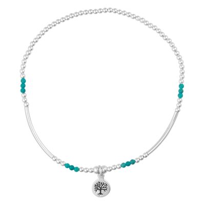 Beautiful 925 Silver Turquoise Tree Charm Bracelet