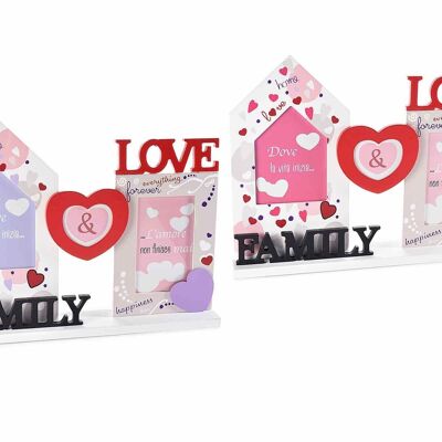 Love Family wooden photo frame with 3 frames to stand on