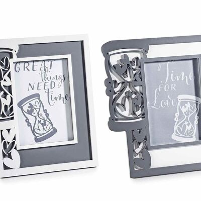 Two-tone wooden photo frames with "Time Life" decoration 14zero3 to stand on