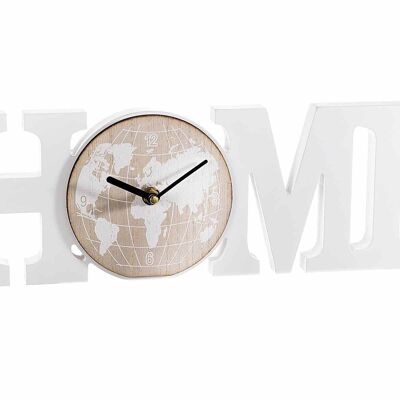 Holzuhren Mondo mit der Aufschrift „Home“ zum Aufhängen und Aufstellen