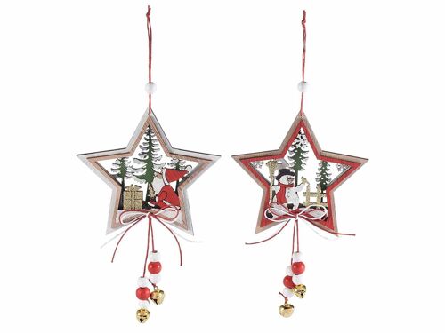 Decorazioni in legno natalizia intagliata a stella da appendere