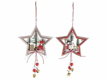 Décorations de Noël en bois sculptées étoiles à suspendre