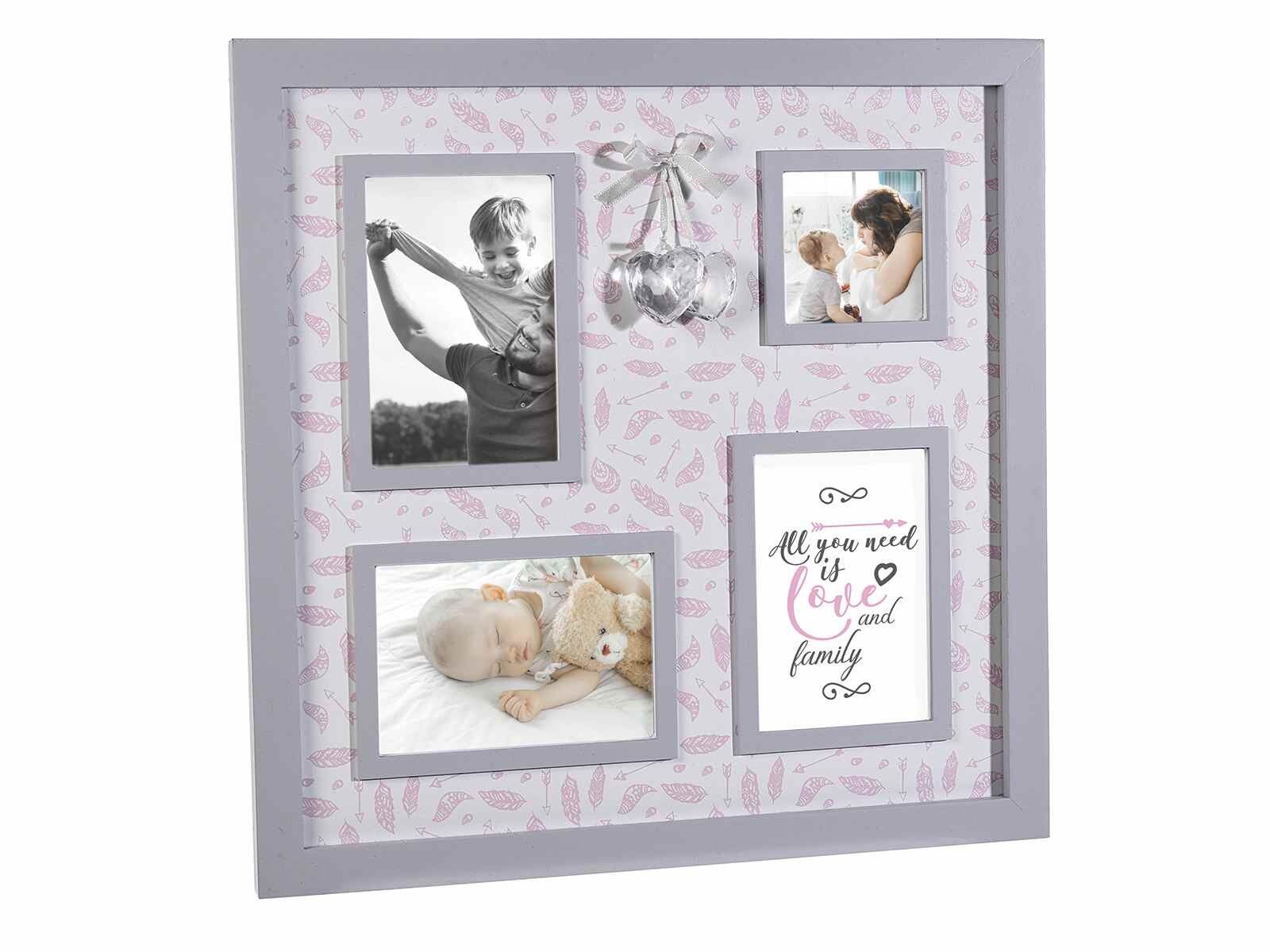 Quadri con 4 portafoto e decorazione a cuore da appendere