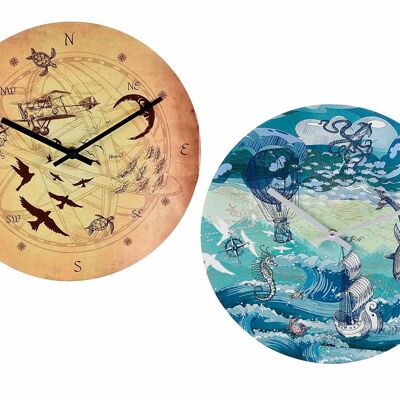 Wooden wall clocks with "Viaggio" decoration 14zero3