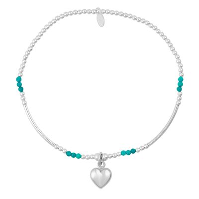 Magnifique bracelet à breloques cœur turquoise