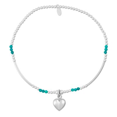 Bellissimo braccialetto con ciondolo a forma di cuore turchese