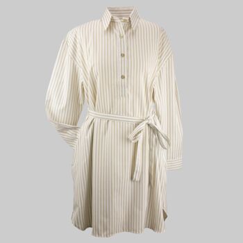 Grenouille Robe chemise à rayures beige et blanche pour femme 2 tailles 4