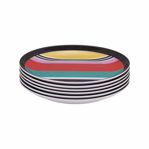Set of 6 Small Appetizer Plates - Stripes