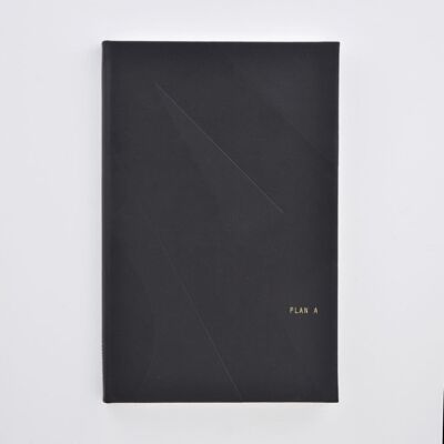 Notebook in pelle PU nera - Piano A/B (80 pg)