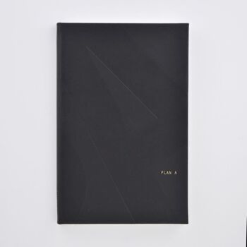 Carnet en cuir PU noir - Plan A/B (80 pg) 1