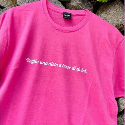 T-Shirt "I want a Diet of Sweets"__M / Rosa